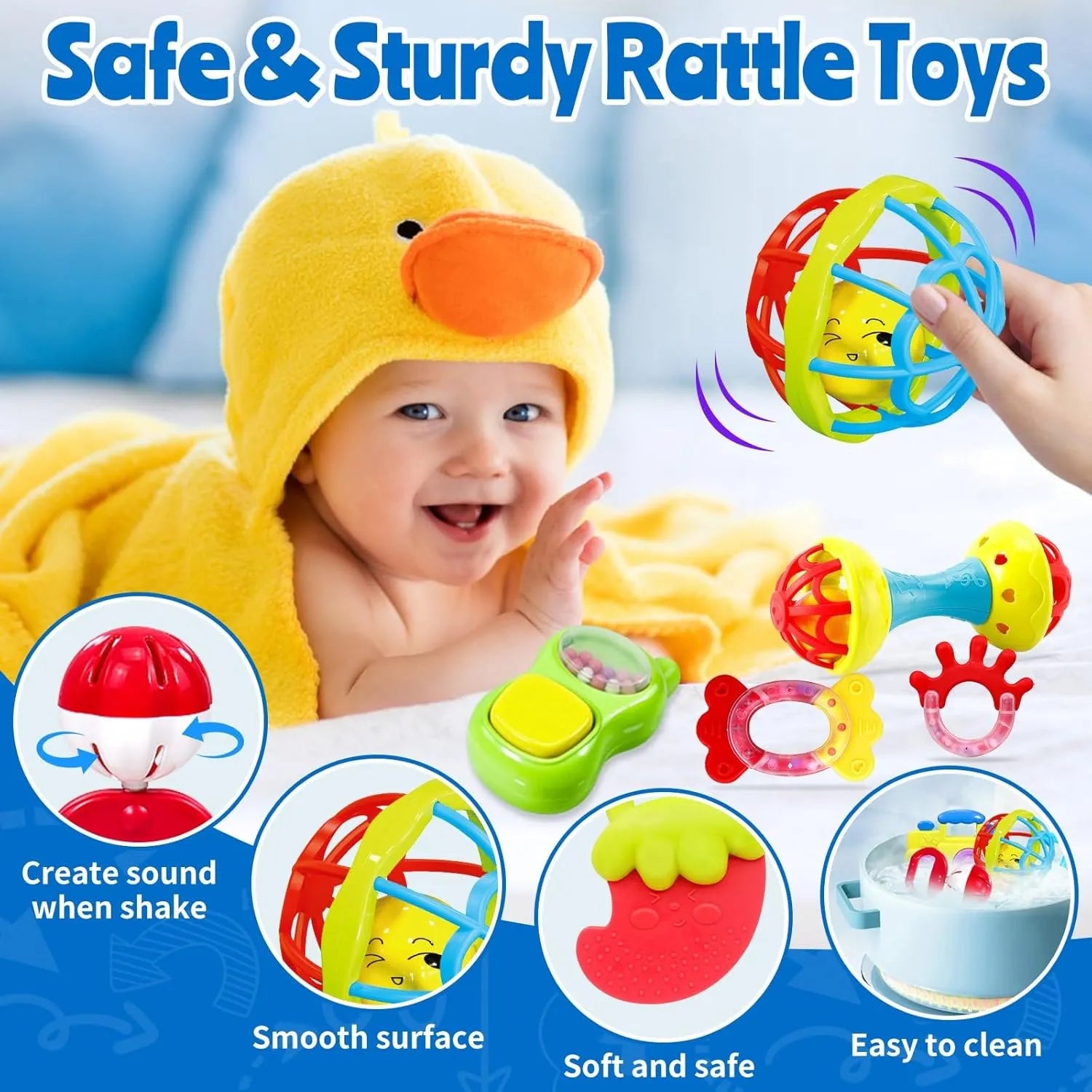 VBFRZY Baby Rattles Newborn Toys Teething Toys