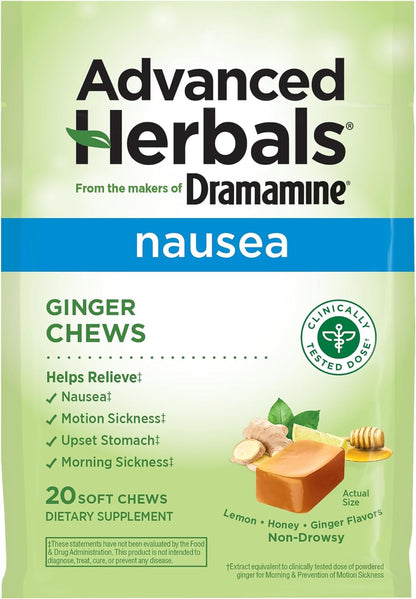 Dramamine Advanced Herbals Ginger Chews (20 Pcs)