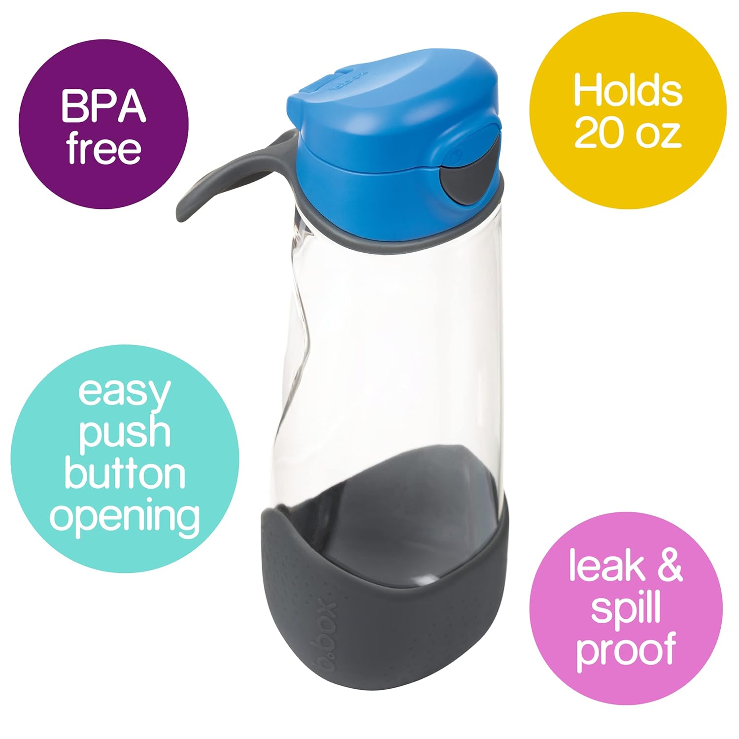 B Box Sport Spout Drink Bottle 600ml - Blue Slate / Strawberry Shake