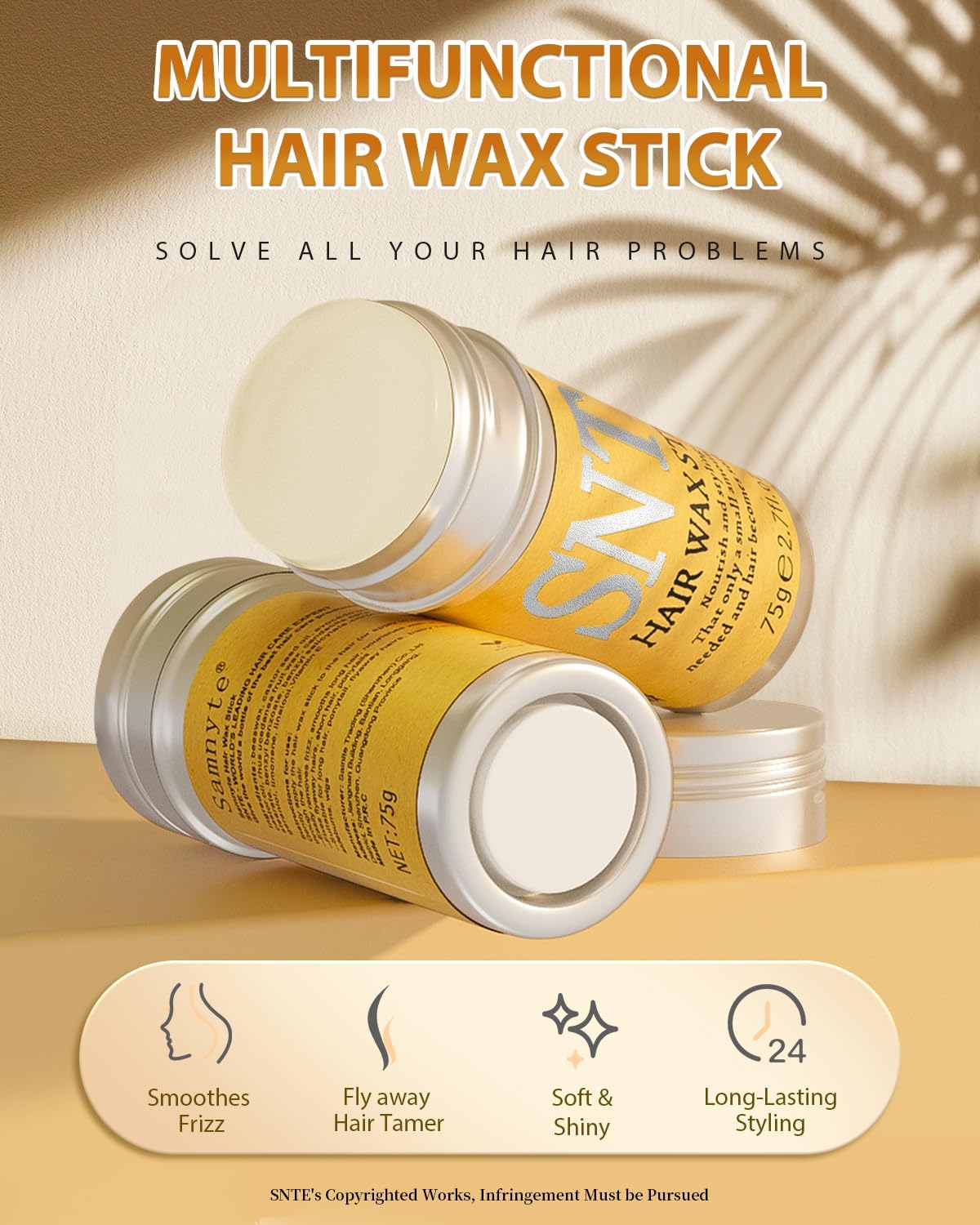 SNTE Samnyte Hair Wax Stick, Hair-Styling Waxes, Nourishing Accessories  Slick Stick for Women & Kids, Gel Tamer for Flyaways, Bun Maker & Styling Cream