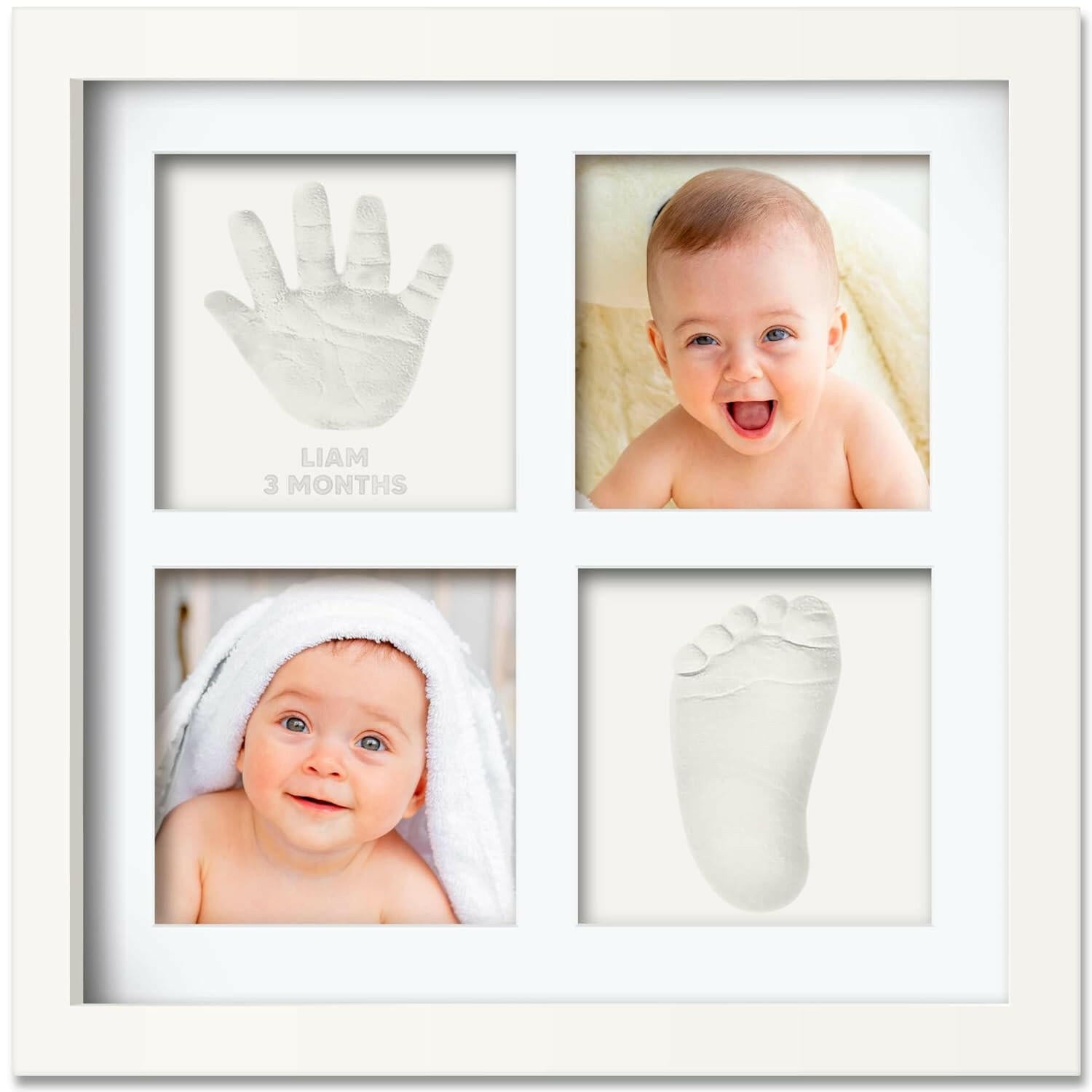 Keababies Ever Keepsake Frame Baby Hand and Footprint Kit, Alpine White