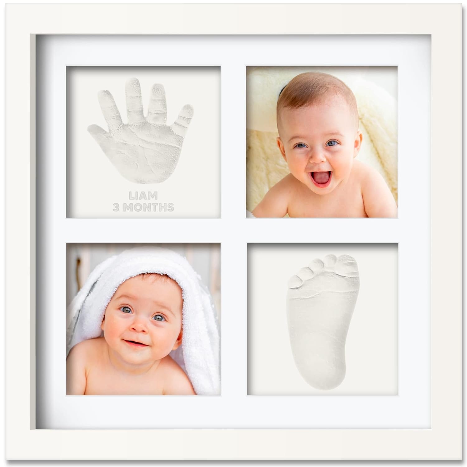 Keababies Ever Keepsake Frame Baby Hand and Footprint Kit, Alpine White