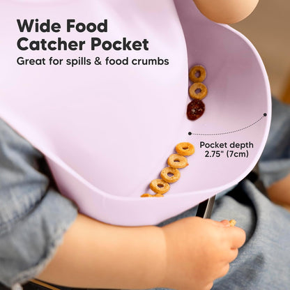 Keababies Prep Silicone Bibs (Amethyst) - Pack of 2