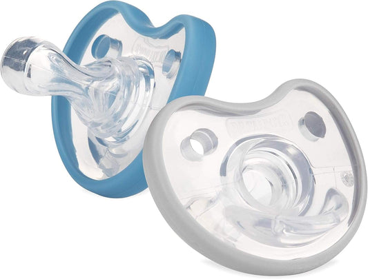 Dr. Talbot's Flat Orthodontic Pacifiers (Blue & Grey, Small, 6-12m)