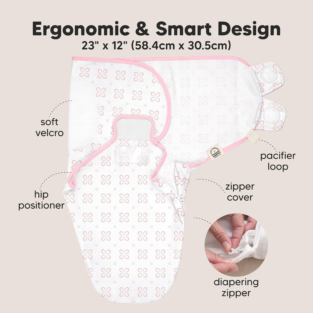 Keababies Soothe Zippy Swaddle Wrap (Blossom) - Pack of 3