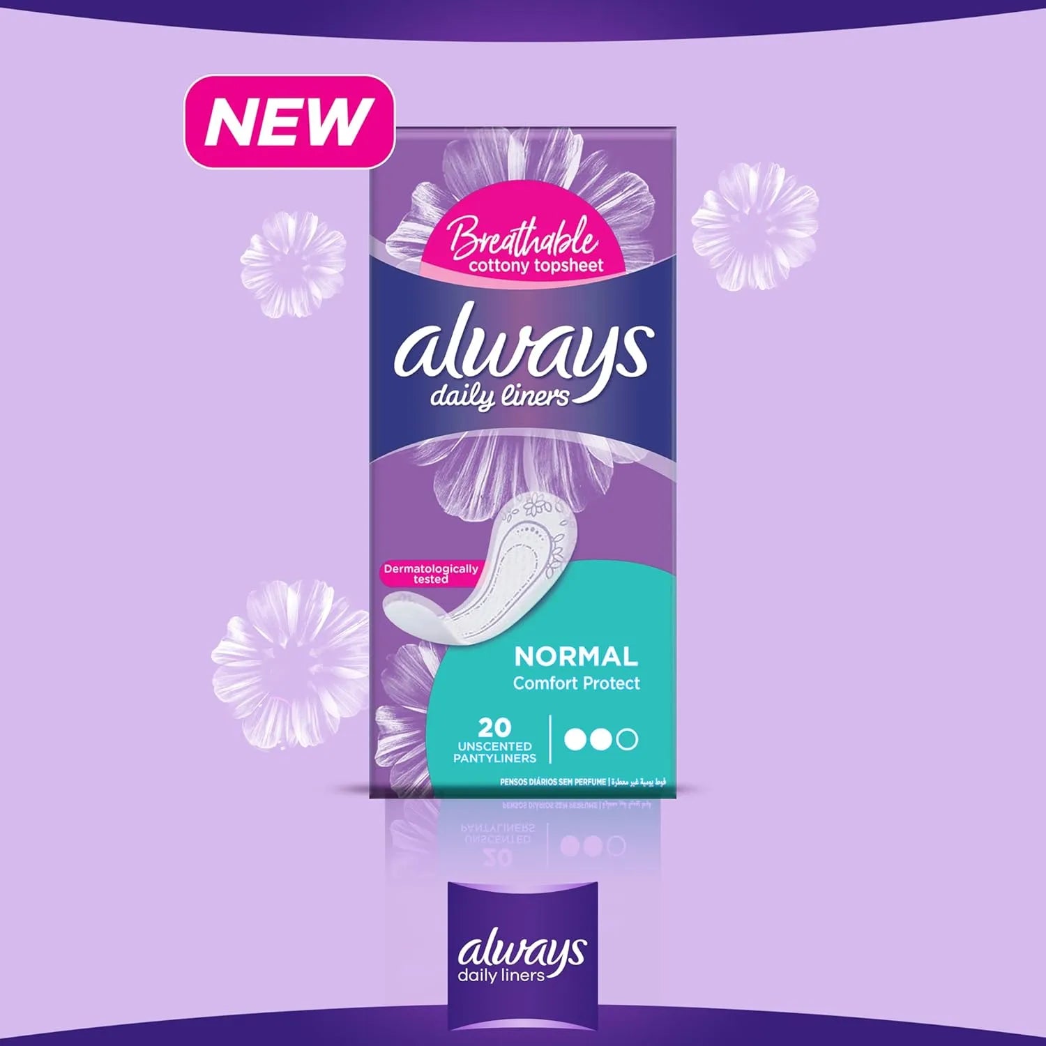 Always Daily Liners Comfort & Protect Unscented (20 Pcs)
