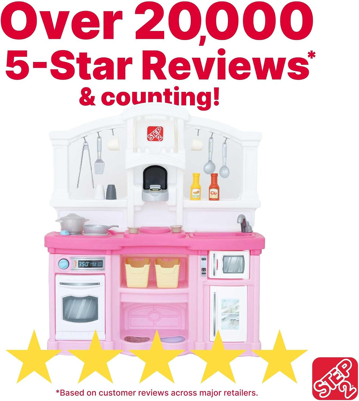Step2 - Fun with Friends Kids Kitchen Playset - Pink - 25 Pieces.