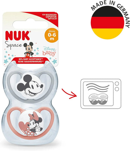 NUK Disney Mickey Mouse Space Silicone Soother (0-6 months) 2 Pcs