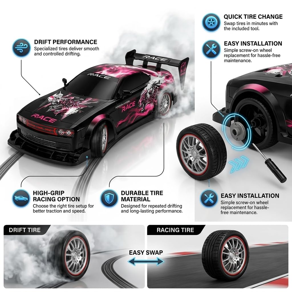 RC Drift Car 1:16 Scale 4WD High-Speed – 2 Rechargeable Batteries