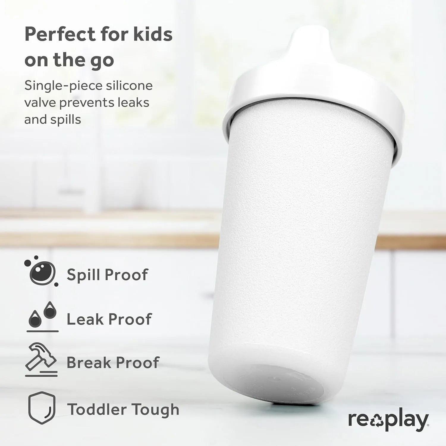 Re-Play Sippy Reusable Spill Proof Cups for Kids - Set of 4 (10 Oz)