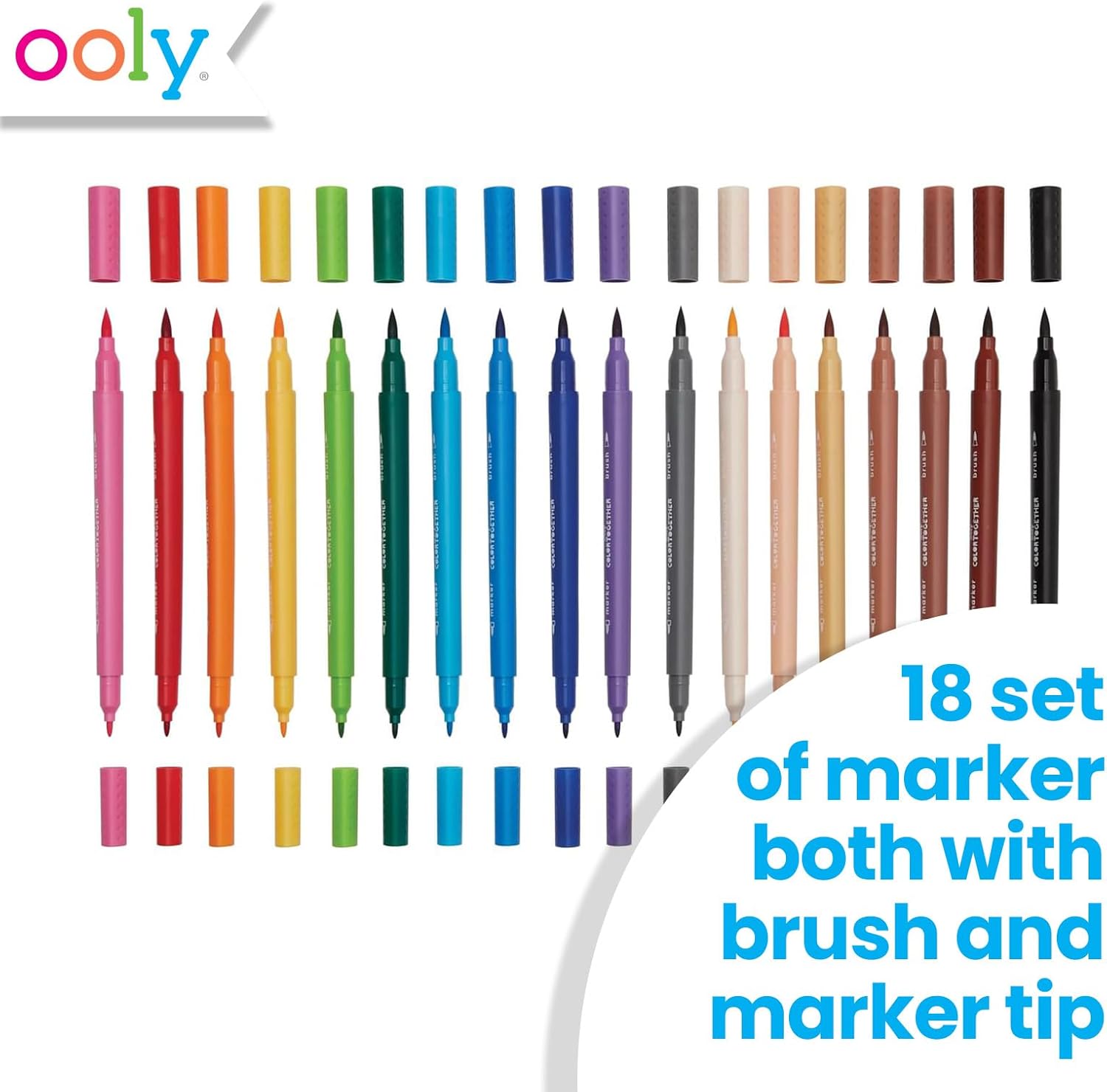 Ooly Color Together Dual Tip Markers, 18 Colored Markers