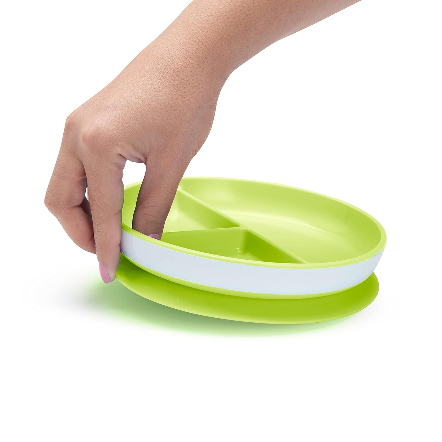 Munchkin Stay Put Divided Suction Toddler Plates, Blue/Green