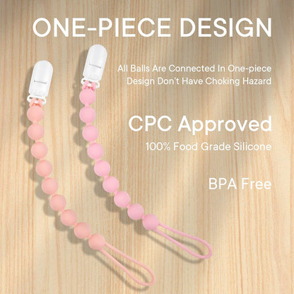 Silicone Pacifier Clip Holder for Girl, 4 Pack, Pink