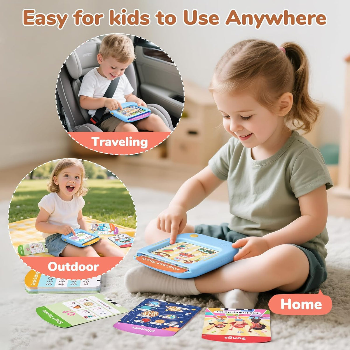 JoyCat Kids Learning Tablet with Talking Phonics Flash Cards – 156 Pages (Blue)