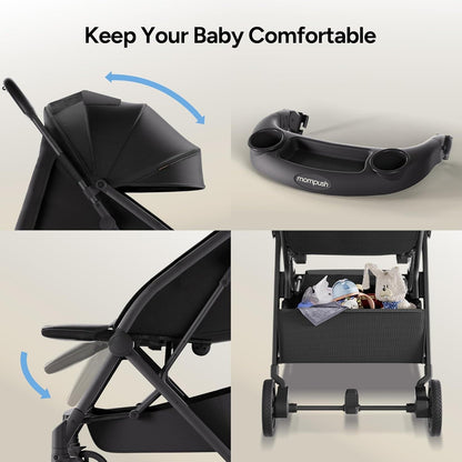 Mompush Lithe V2 Lightweight Travel Stroller (Black)