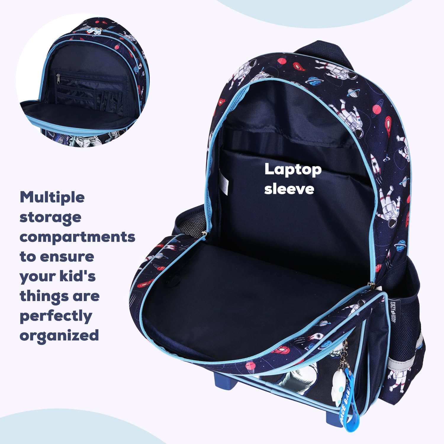Eazy Kids Set of 4 School Bag & Pencil Case (Astronaut Blue)