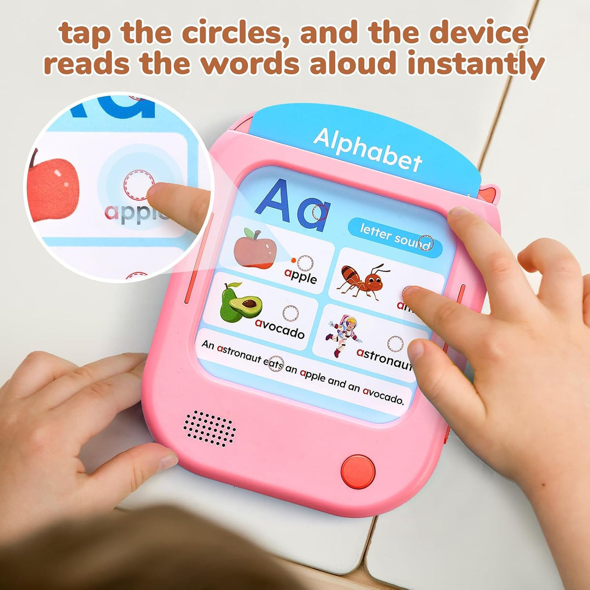 JoyCat Kids Learning Tablet with Talking Phonics Flash Cards – 156 Pages (Pink)