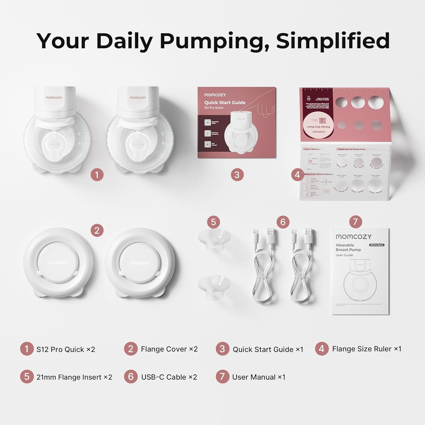 Momcozy Wearable Breast Pump S12 Pro Quick (White)