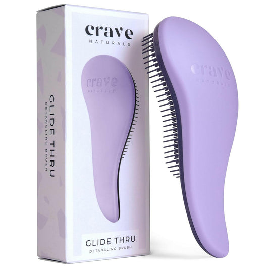 Glide Thru Detangling Brush for Kids & Adults - For Natural, Curly, Straight, Wet or Dry Hair, Purple