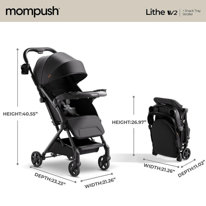 Mompush Lithe V2 Lightweight Travel Stroller (Black)