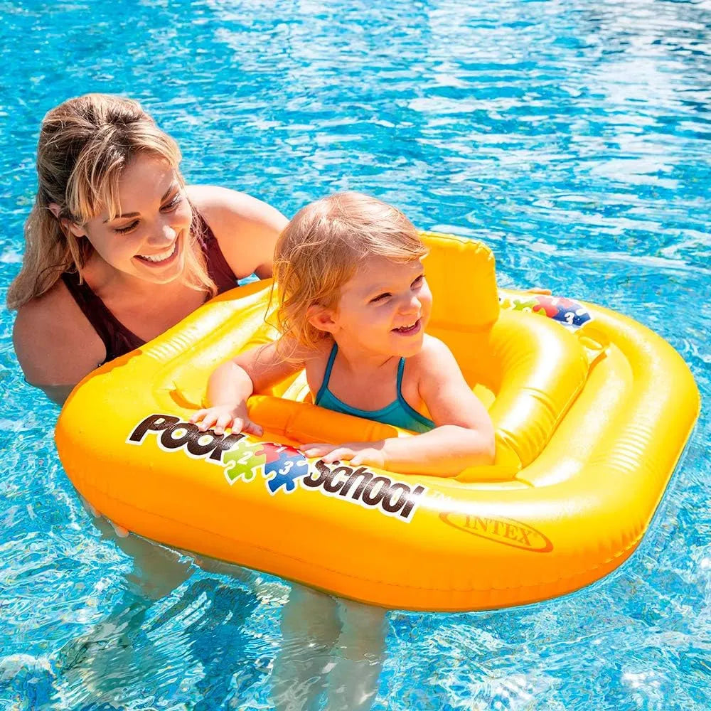 Intex Prism Frame Rectangular Pool Set With Ground Cloth, Cover Filter Pump & Safety Ladder (4.88mx2.44mx1.07m) With Free Intex Deluxe Baby Float Pool School