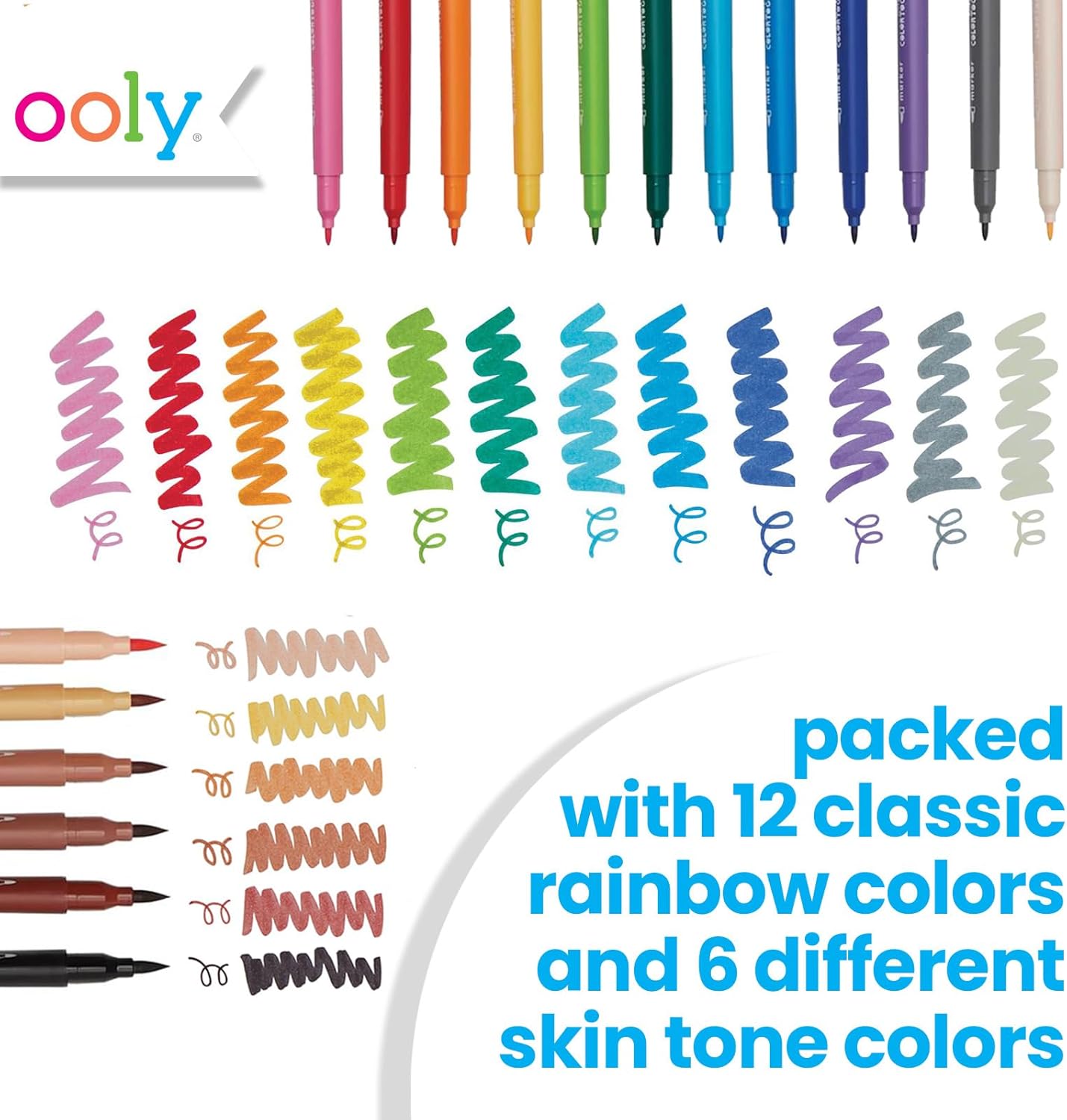 Ooly Color Together Dual Tip Markers, 18 Colored Markers