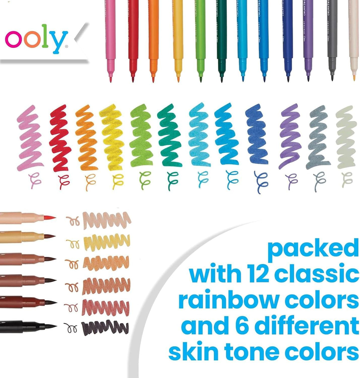 Ooly Color Together Dual Tip Markers, 18 Colored Markers