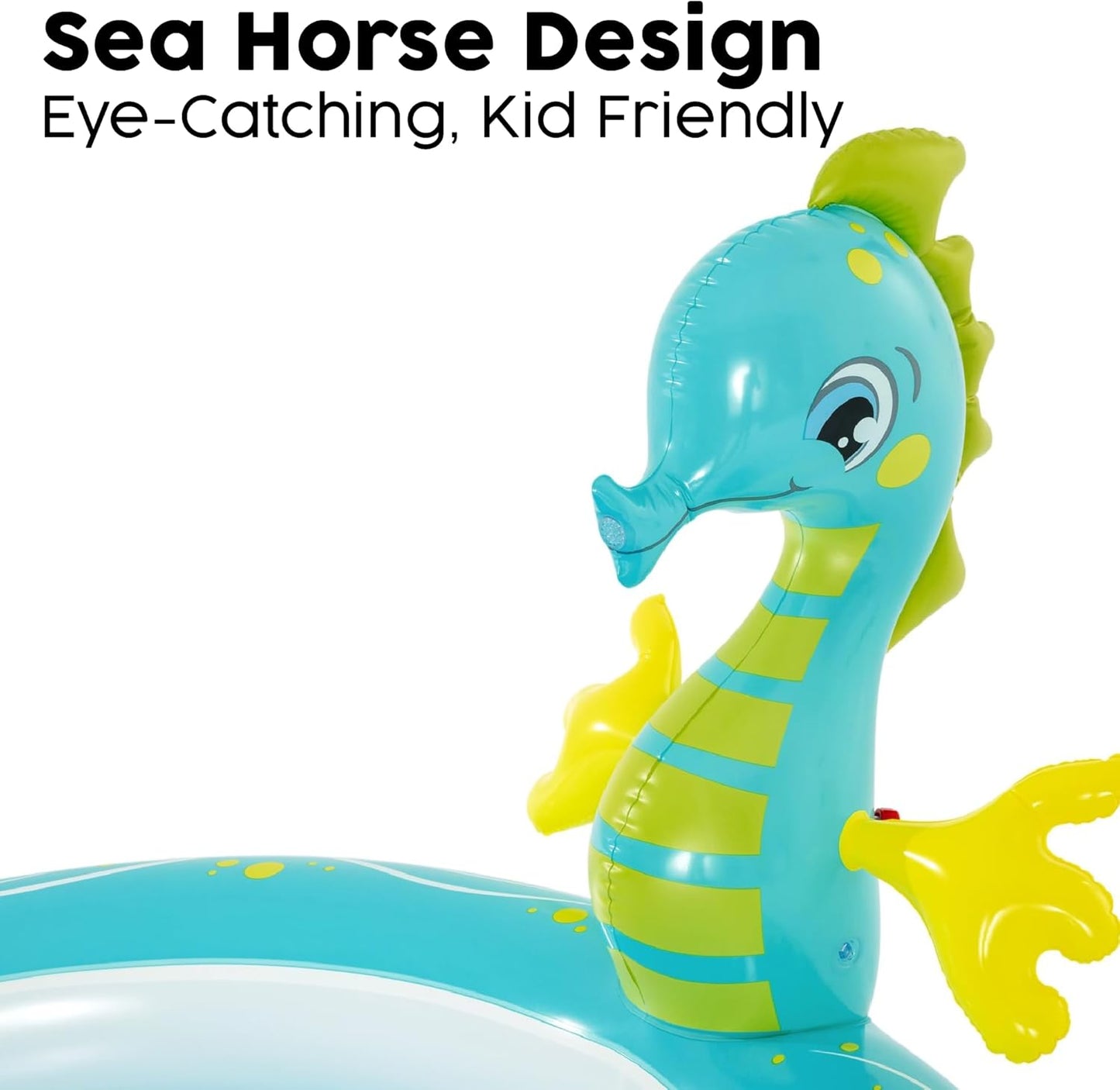 Bestway Seahorse Sprinkler Paddling Pool, Kids Garden Pool (6′2" x 63" x 34"/1.88m x 1.60m x 86cm)