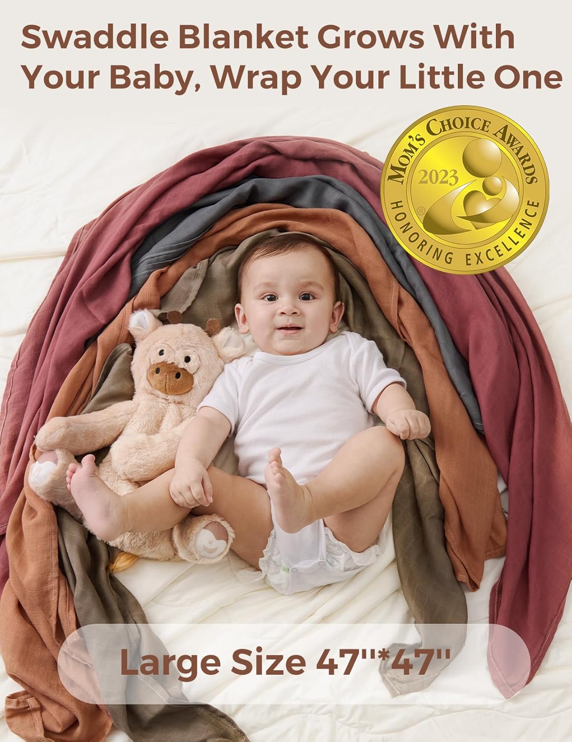 Momcozy Baby Muslin Swaddle Blanket Natural Cotton Linen - Pack of 4