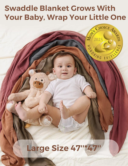 Momcozy Baby Muslin Swaddle Blanket Natural Cotton Linen - Pack of 4