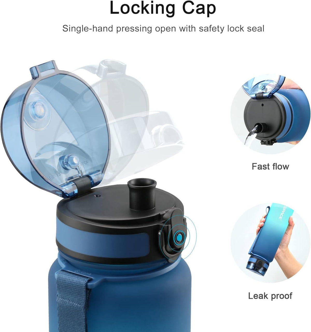 UZSPACE - 500ml Leakproof BPA-Free Tritan Sports Water Bottle - Blue/Green Gradient