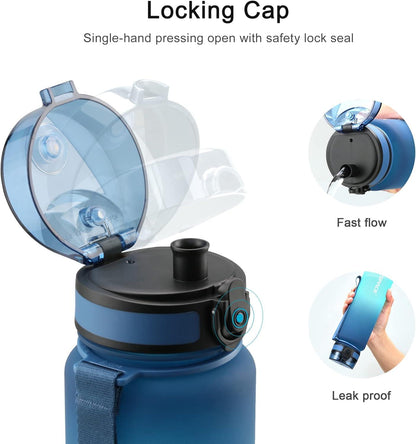 UZSPACE - 500ml Leakproof BPA-Free Tritan Sports Water Bottle - Blue/Green Gradient
