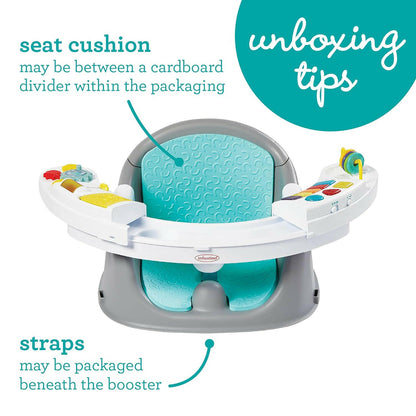 Infantino Music & Lights 3-in-1 Discovery Seat and Booster - Convertible, Infant Activity and Feeding Seat with Electronic Piano for Sensory Exploration, for Babies and Toddlers, Teal.