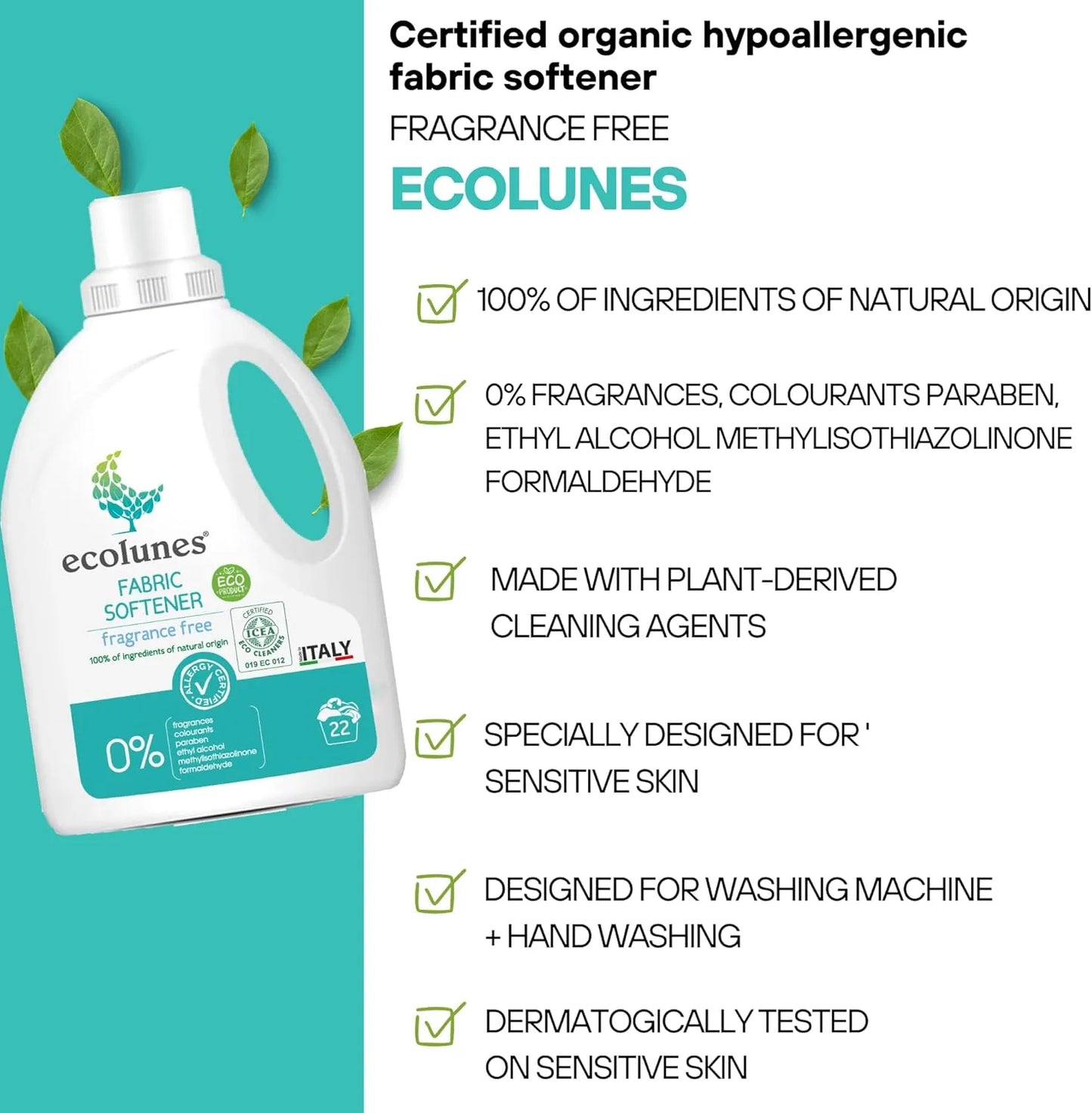 Ecolunes Fragrance-Free Fabric Softener (1 Liter)