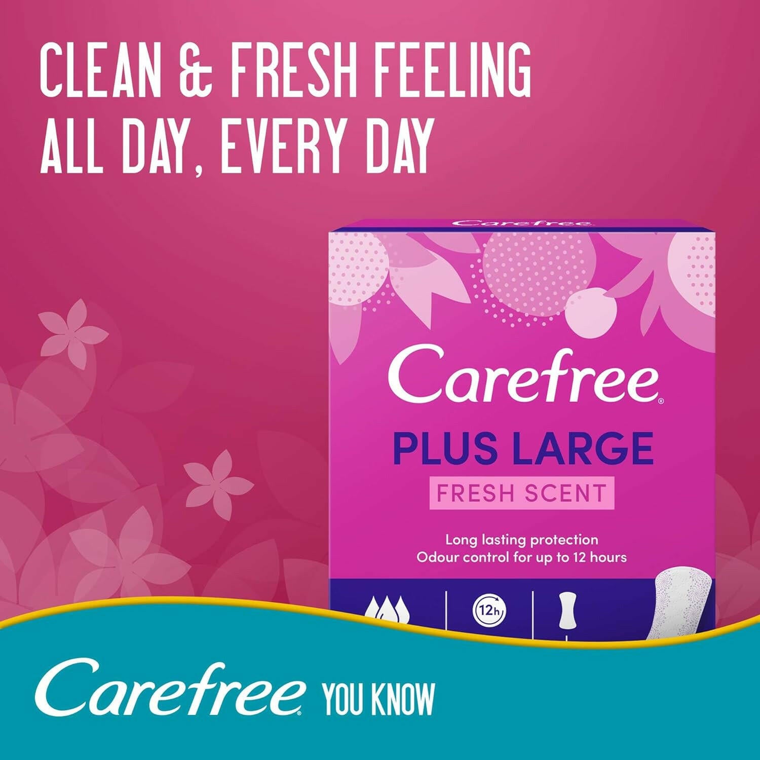 Carefree Panty Liners Plus Large Fresh Scent, 48pcs