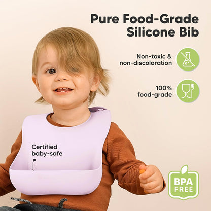Keababies Prep Silicone Bibs (Amethyst) - Pack of 2