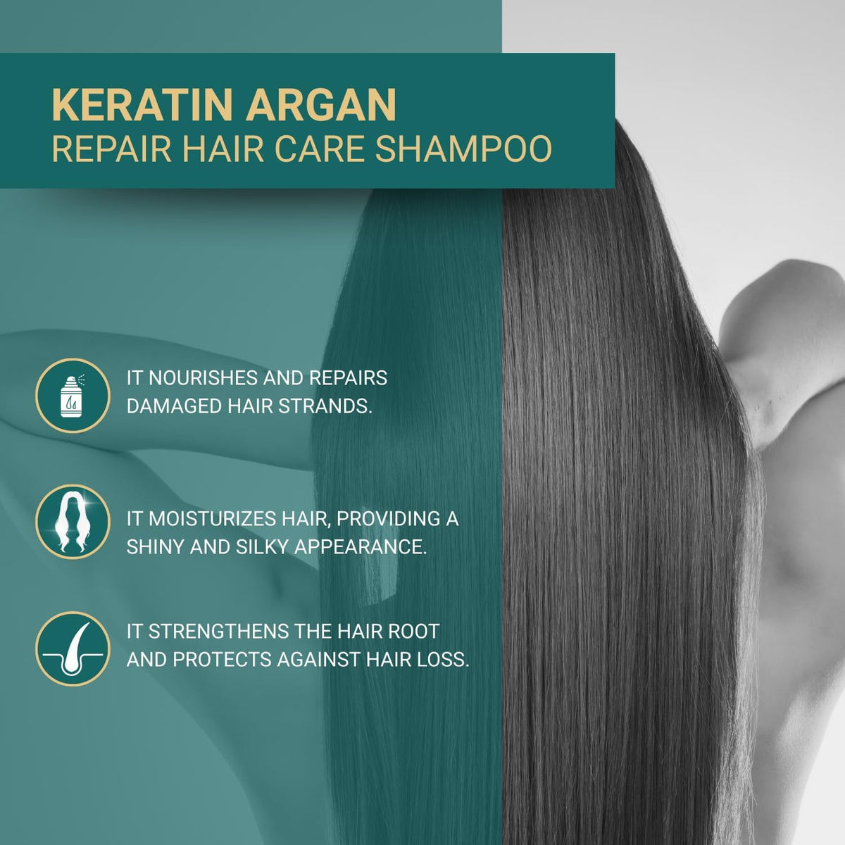 Bioxcin Keratin & Argan Repair Shampoo (300ml).