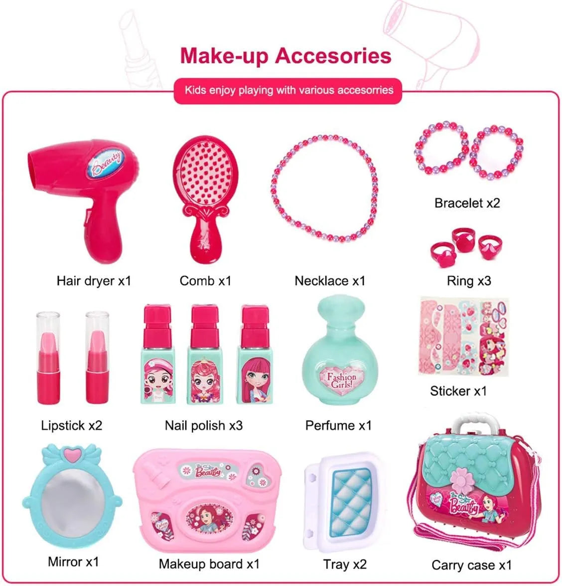 Girls Beauty Jewelry Kit Set 2 in 1 Toy