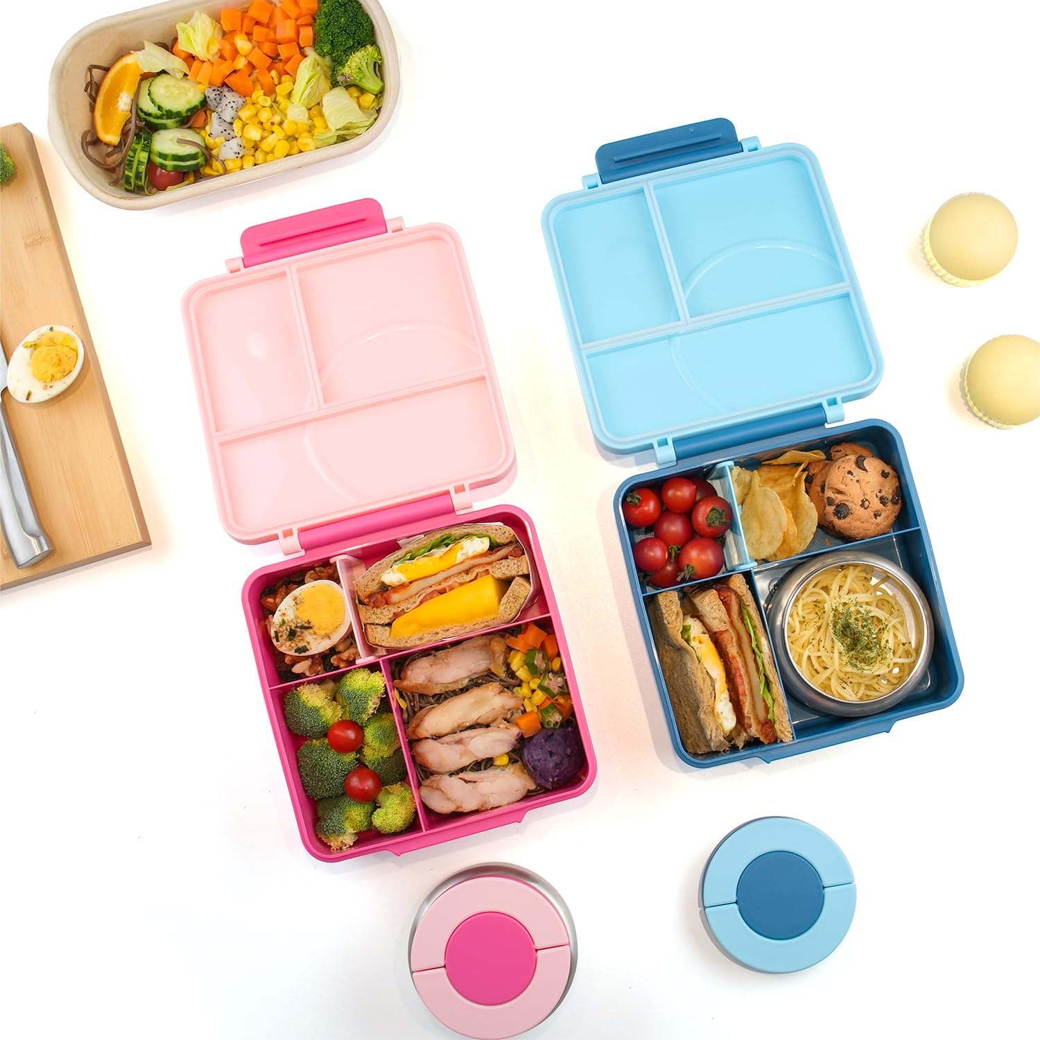 Eazy Kids Convertible Jumbo Bento Lunch Box with Leakproof SS Gravy Bowl, Spoon & Fork Set with Pouch