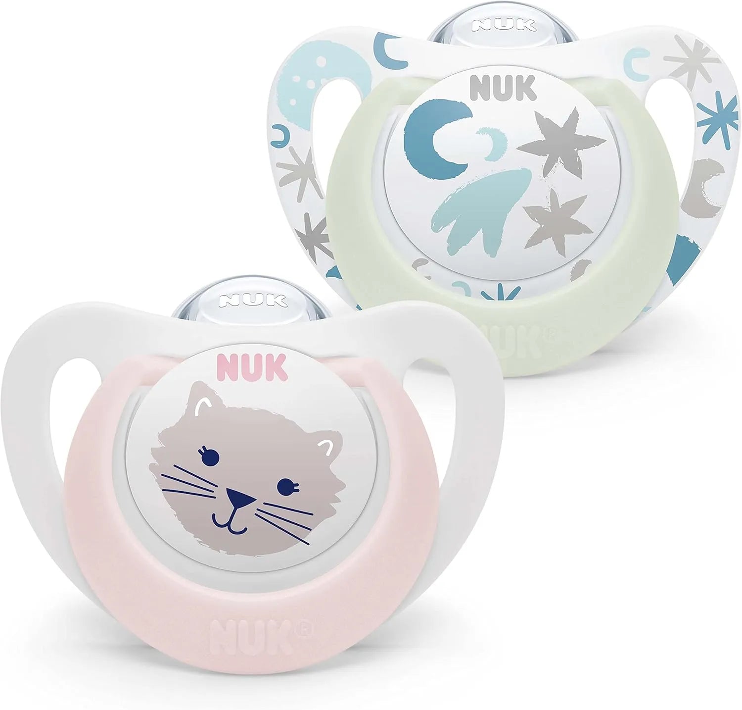 NUK Star Day & Night Silicone Soother, 0-6 Months, 2 pcs