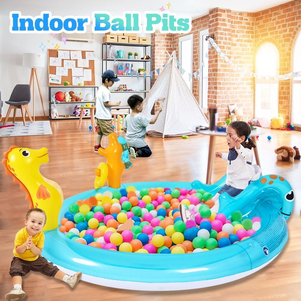 JILONG - Sea Animal Inflatable Kids Pool with Slide, Sprinkler & Play Accessories