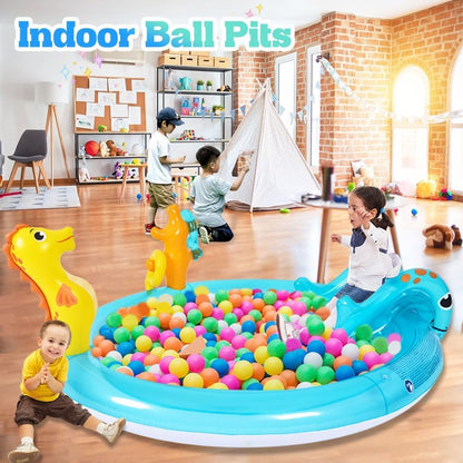 JILONG - Sea Animal Inflatable Kids Pool with Slide, Sprinkler & Play Accessories