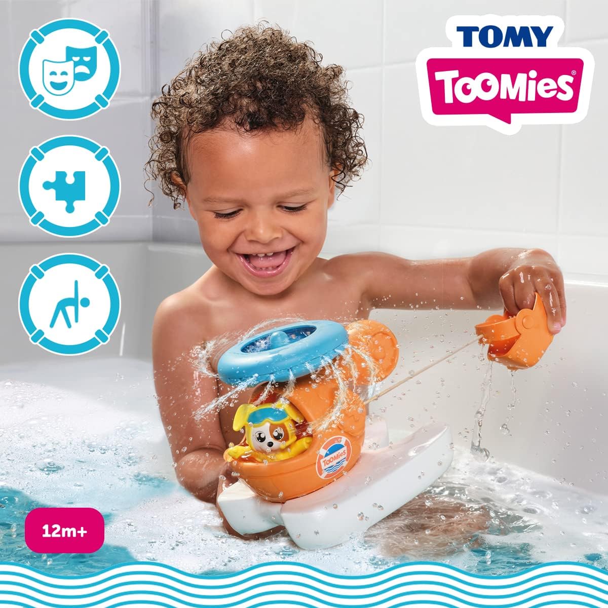 Tomy Toomies Splash & Rescue Helicopter Water Spinning Bath Floating Toy