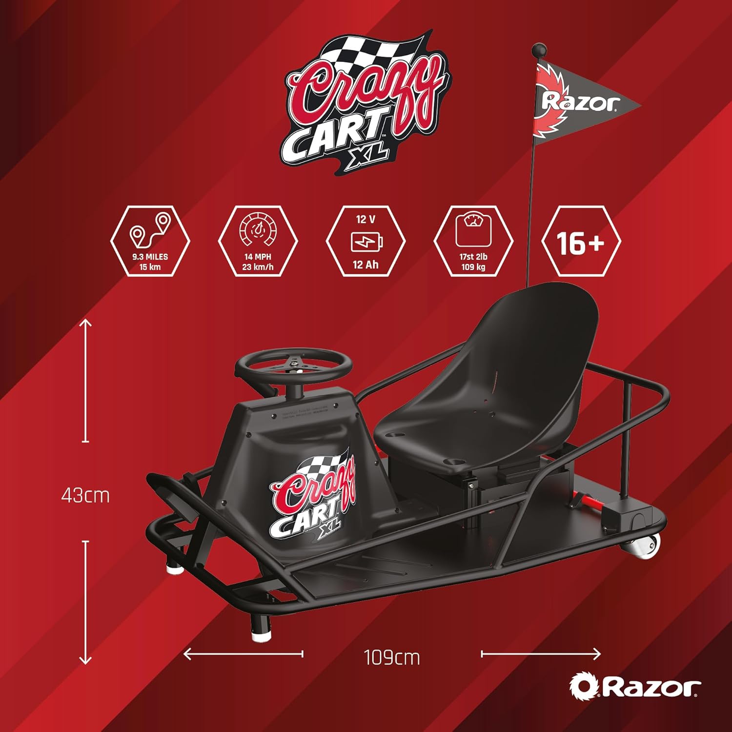 Razor Crazy Cart XL Ultimate Drifter (22km/hr)