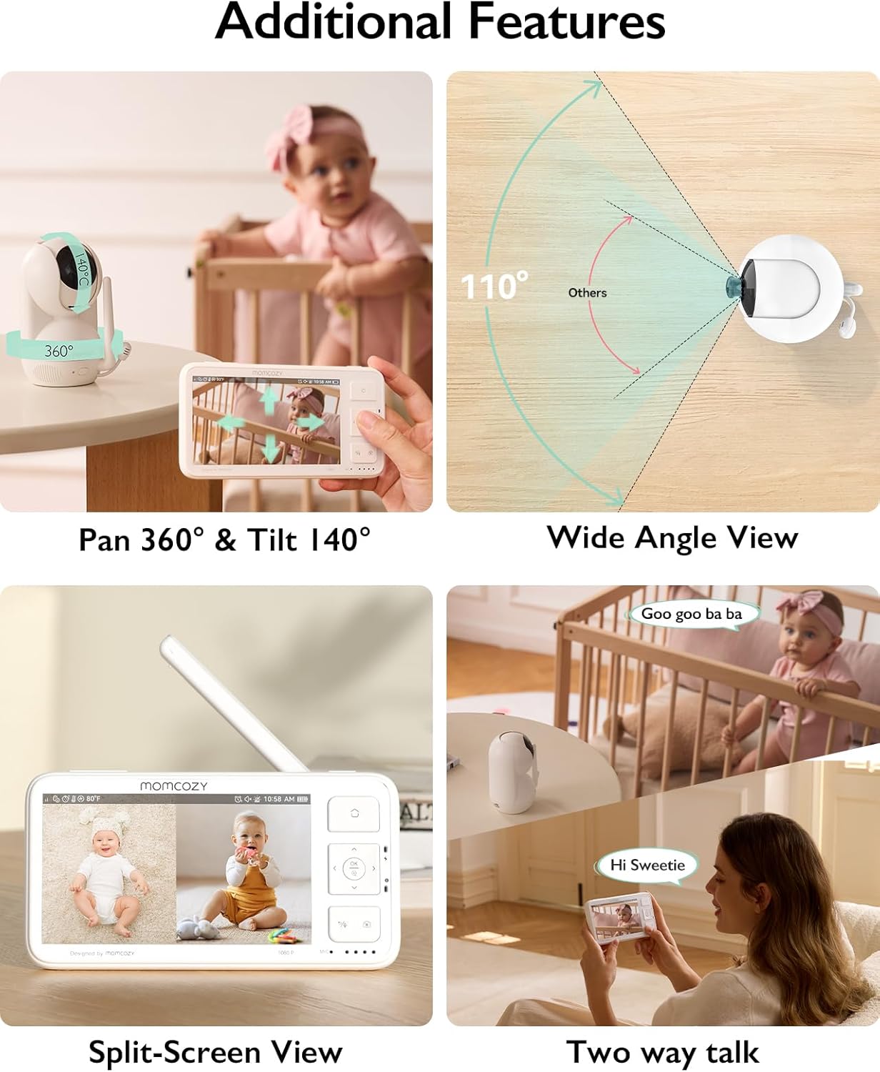 Momcozy Video Baby Monitor, 5.5” 1080P Full HD Baby Monitor with Camera