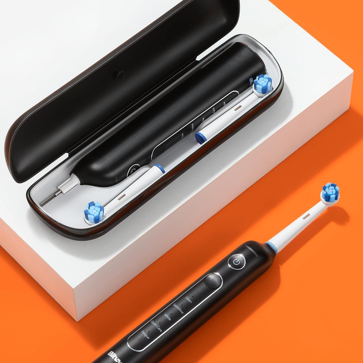 Bitvae R2 Electric Toothbrush Black + 8pcs Brush Head + 1pc Travel Case
