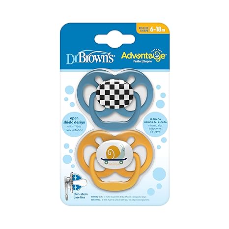 Dr. Brown's Advantage Soother Stage 2, 2-Pack, 6-18m, Blue/Yellow