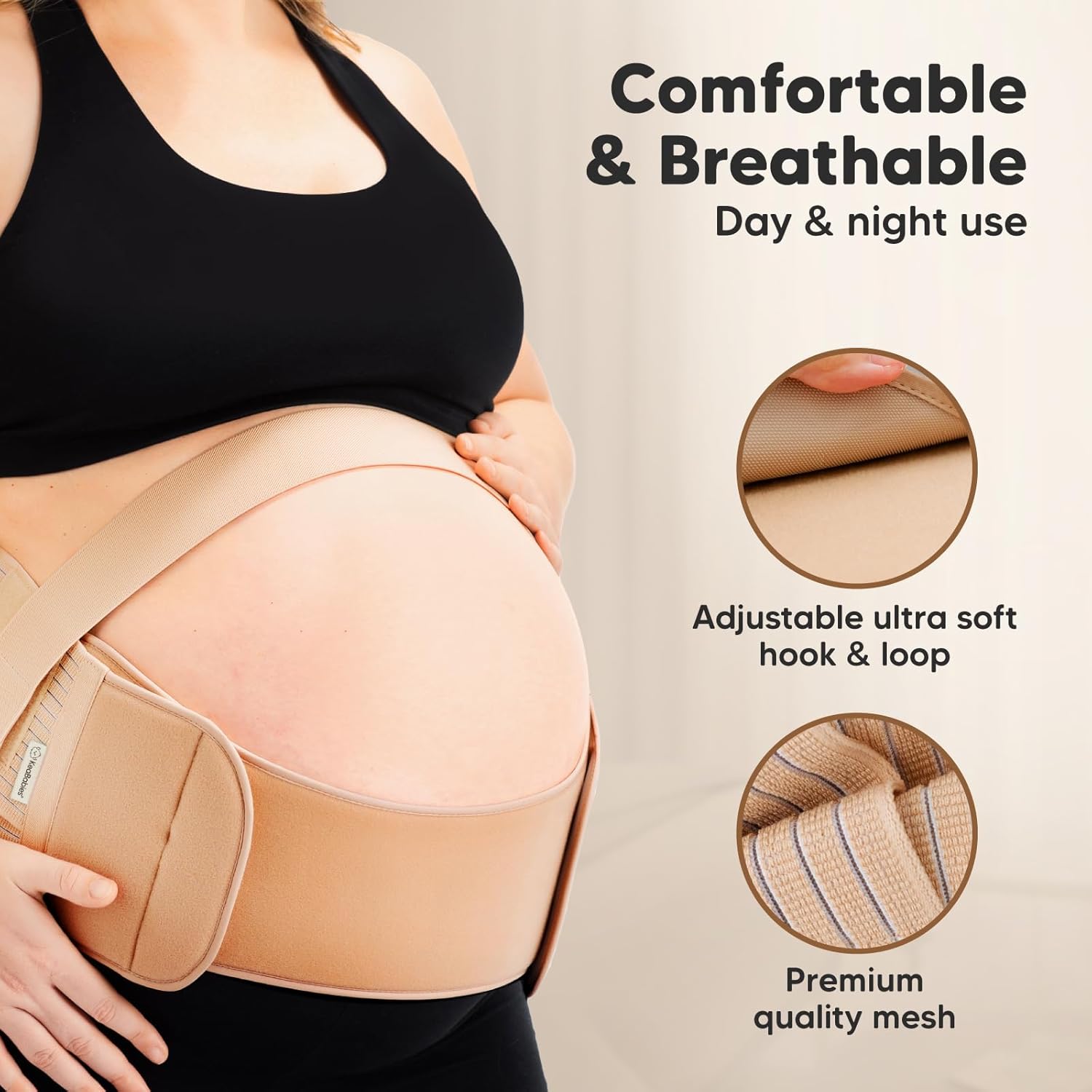 2-in-1 Pregnancy Belly Support Belt, Classic Ivory, One Size