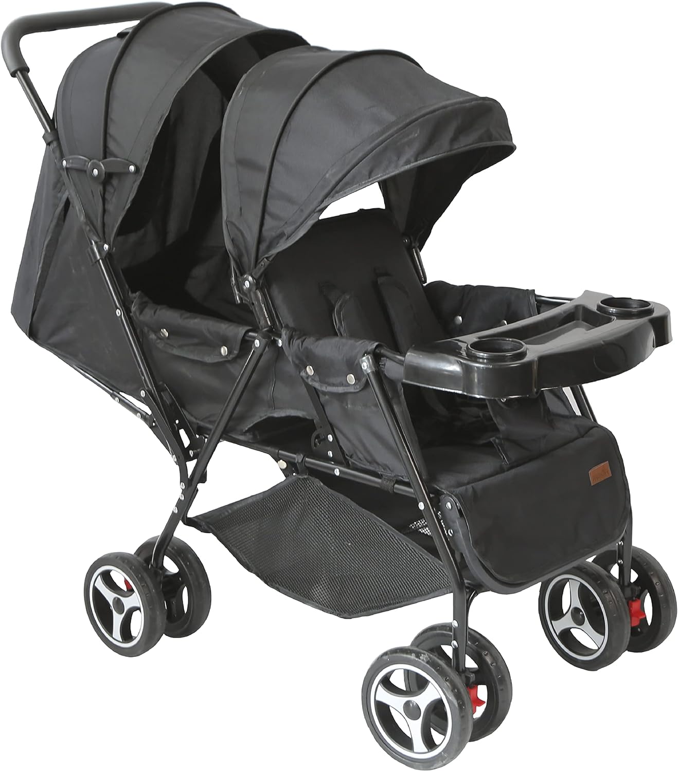 MOON Magnum Tandem Easy Fold Twin Travel Stroller, Black