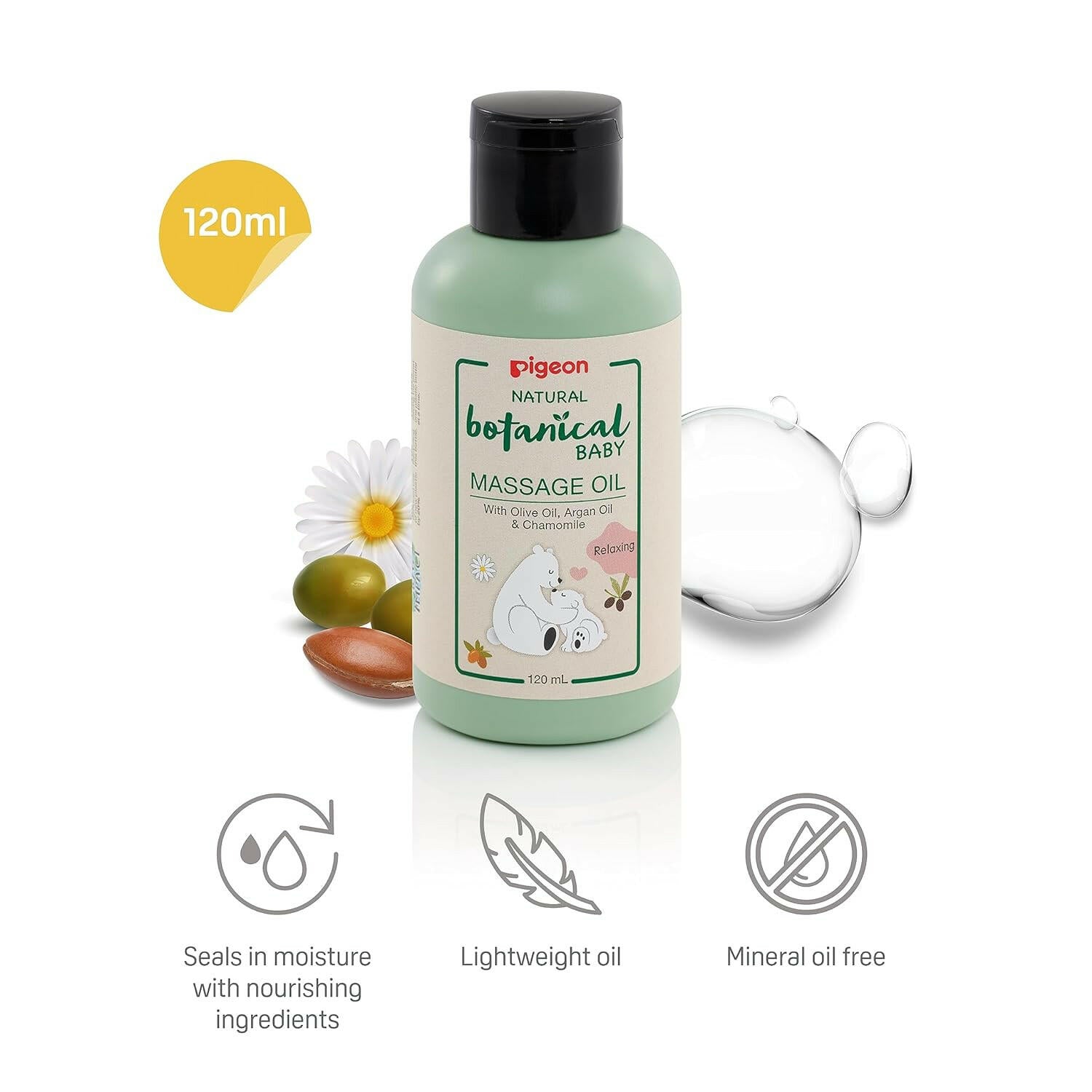 Pigeon Natural Botanical Baby Massage Oil, 120ml